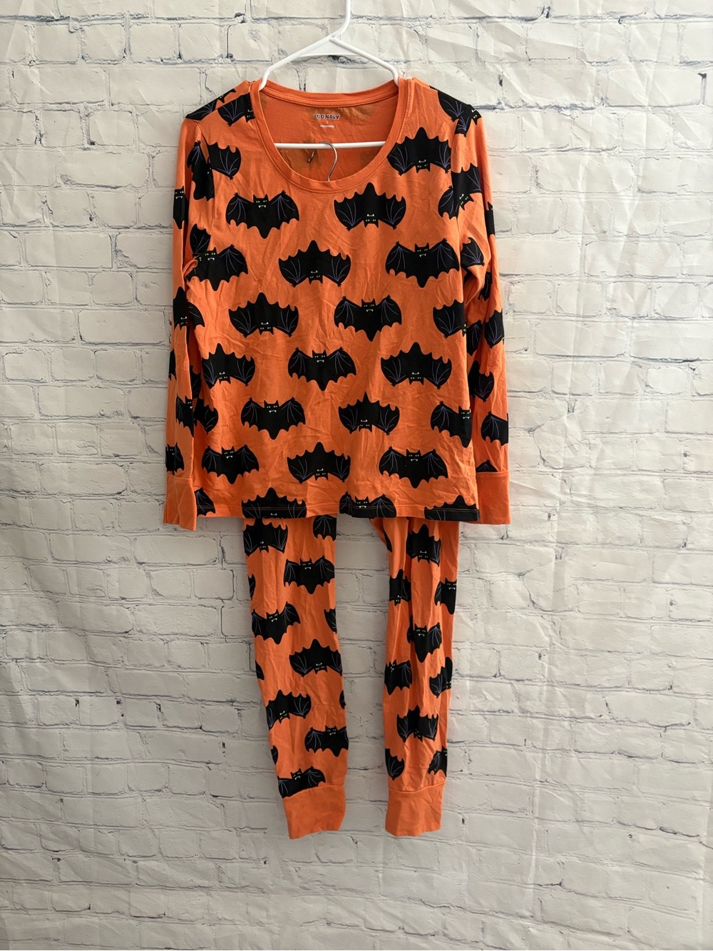 Old Navy Halloween Bat Pajamas Size L Orange black